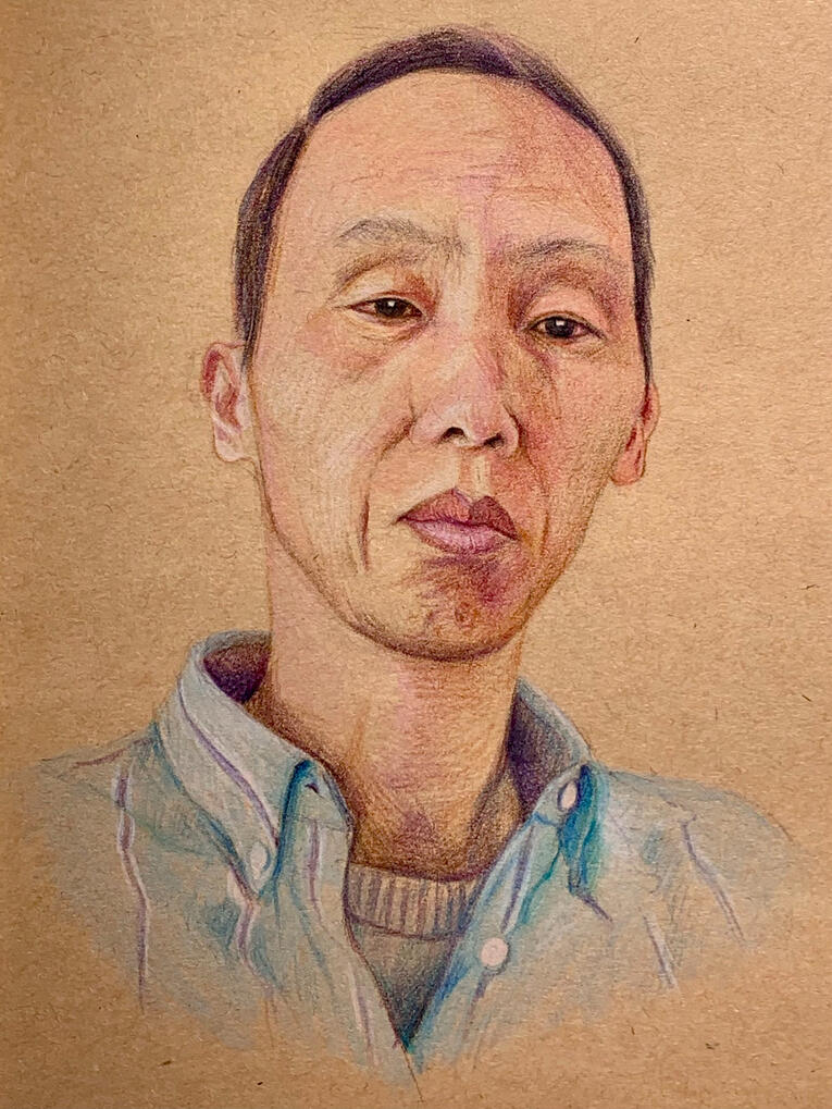 A Man in Midlife Crisis 2020 5x7in Colored Pencils on Kraft Paper Sold