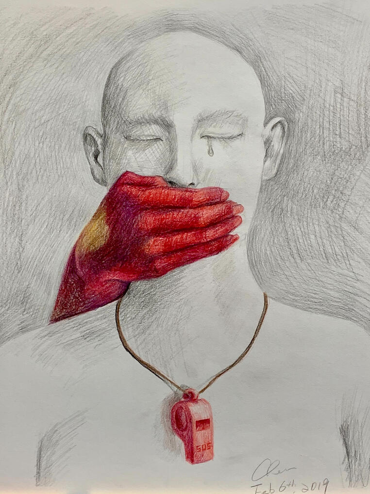 Death of a Whistleblower 2020 11x14in Acrylic on canvas $1000