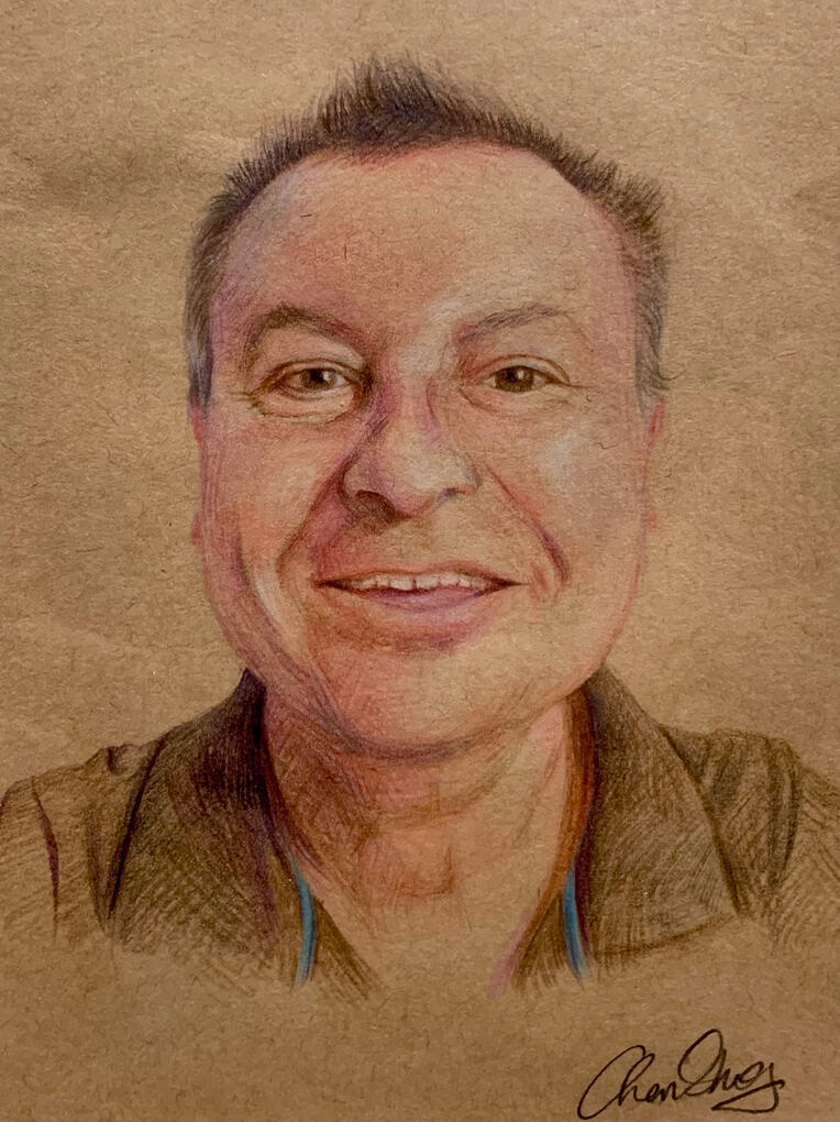 A Man of Radiant Joy 2020 5x7in Colored Pencils on Kraft Paper Sold