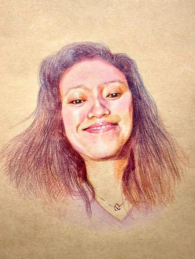 The Tipsy Lady 2020 5x7in Colored Pencils on Kraft Paper Sold